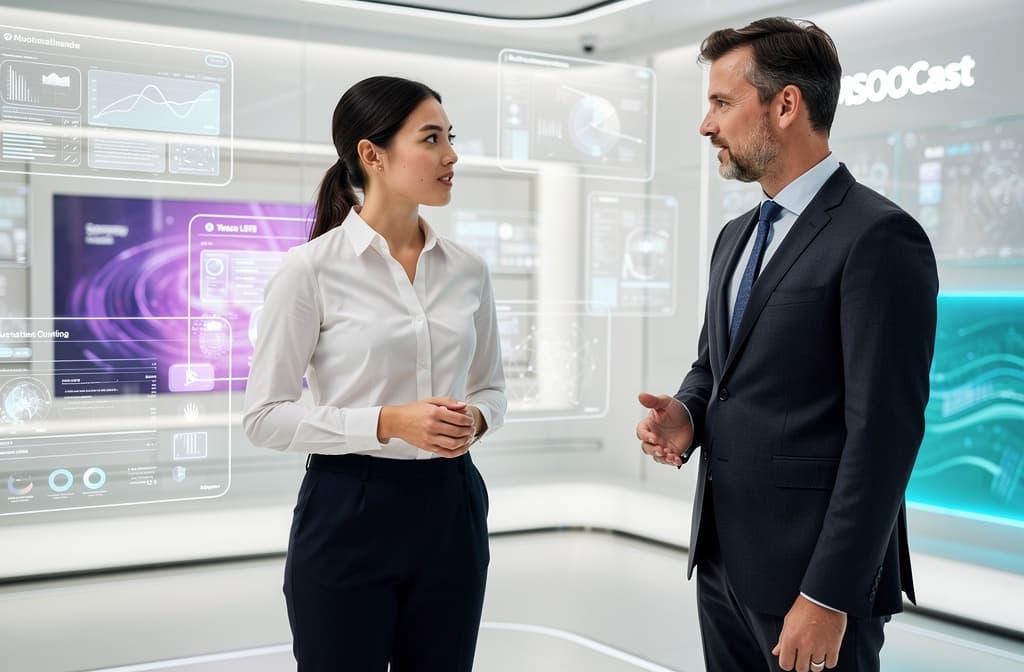 Broadcast engineers collaborating on video infrastructure
